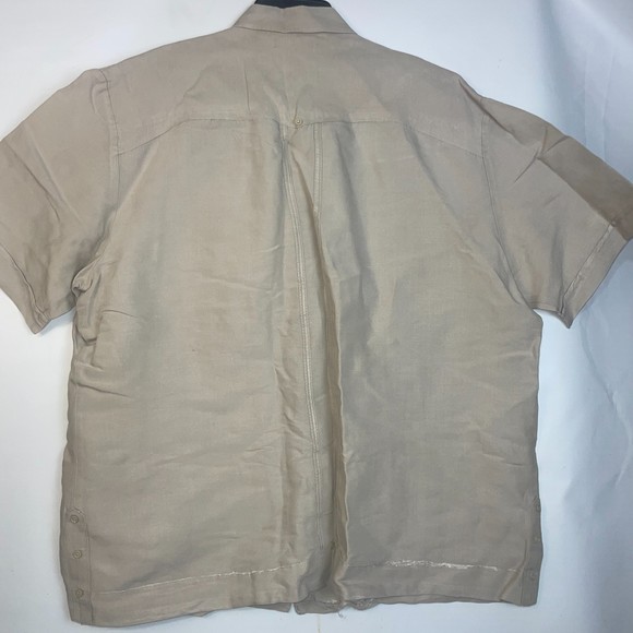 CUBAVERA MENS CREAM CIGAR SHIRT size xl Button Up Bowling Striped Short Sleeve - Picture 2 of 12